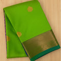 Green Gold Buta Silk Saree with Purple Zari Pallu Traditional