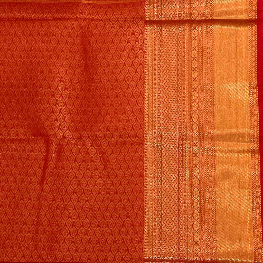 Navy Blue Silk Saree Red Pallu Gold Zari Border Traditional