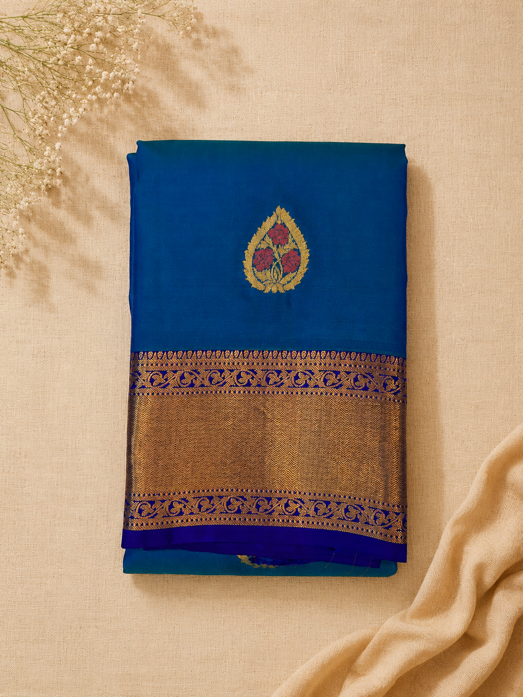 Deep Turquoise Blue with Royal Blue Contrast Elegance