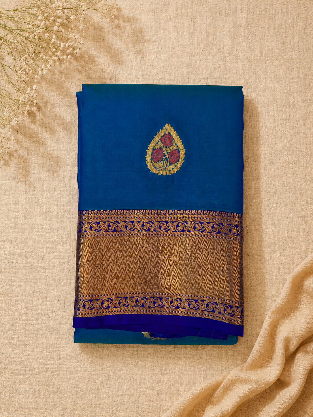 Deep Turquoise Blue with Royal Blue Contrast Elegance