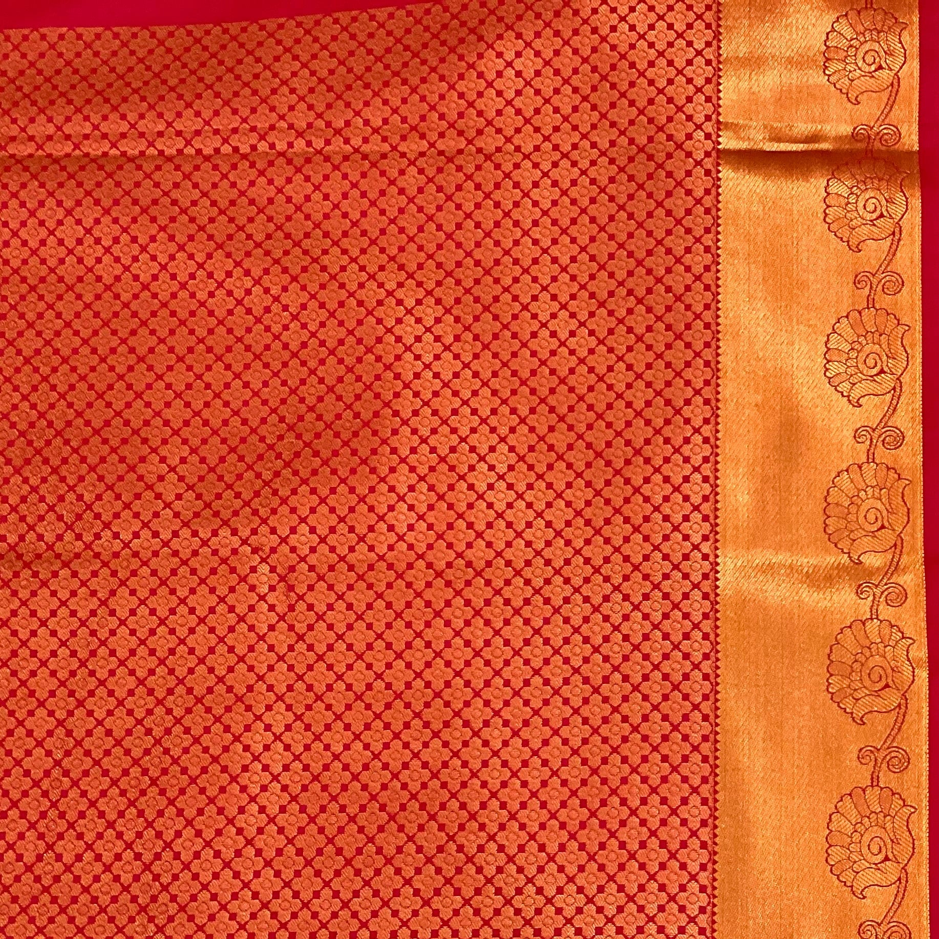 Turquoise Silk Saree with Magenta Pallu Antique Gold Zari Border