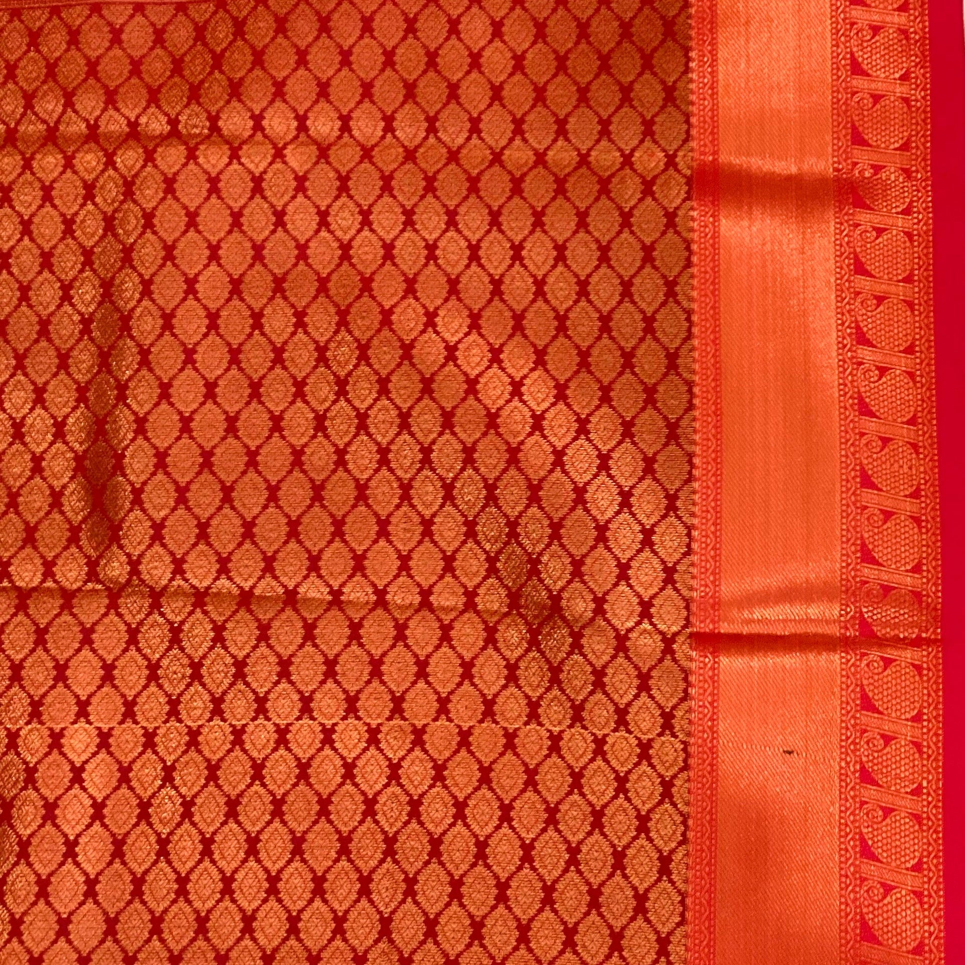Navy Blue Silk Saree Copper Gold Woven Pallu Traditional Festive