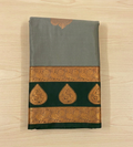 Slate Blue Saree Deep Emerald Pallu Antique Gold Zari