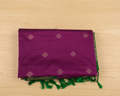 Deep Magenta Emerald Green Silk Saree Gold Zari Diamond Buttas