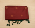 Maroon Teal Silk Saree Golden Zari Brocade Border Festive Wedding
