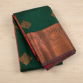 Peacock Green Maroon Zari Border Saree Diamond Motif Wedding Traditional