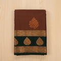 Maroon Teal Silk Saree with Antique Gold Zari and Pallu