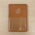 Teal And Burnt Orange Paisley Saree With Silver Brocade Border