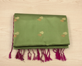Olive Green Magenta Silk Saree With Rose Gold Zari Border