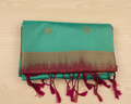 Aqua Green Silk Saree with Magenta Pallu and Gold Border