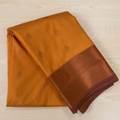 Tangerine Purple Saree Floral Medallion Antique Gold Zari Traditional Occasion