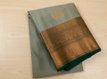 Pale Blue Silk Saree Teal Pallu Antique Gold Zari Border
