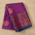Magenta Purple Woven Zari Saree Teal Pallu Paisley Border Traditional