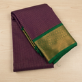 Purple Teal Silk Saree with Gold Zari Diamond Lattice Border