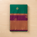 Deep Teal Magenta Silk Saree Gold Zari Broad Border Traditional