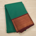 Teal Copper Zari Border Saree Micro Check Body Lattice Pallu