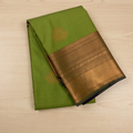 Green Purple Kanchipuram Silk Saree Gold Zari Butta Border Traditional