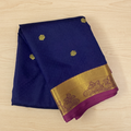 Royal Blue Magenta Silk Saree Gold Buttas Broad Zari Border