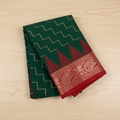 Emerald Green Saree Rose Gold Paisley Brocade Crimson Border