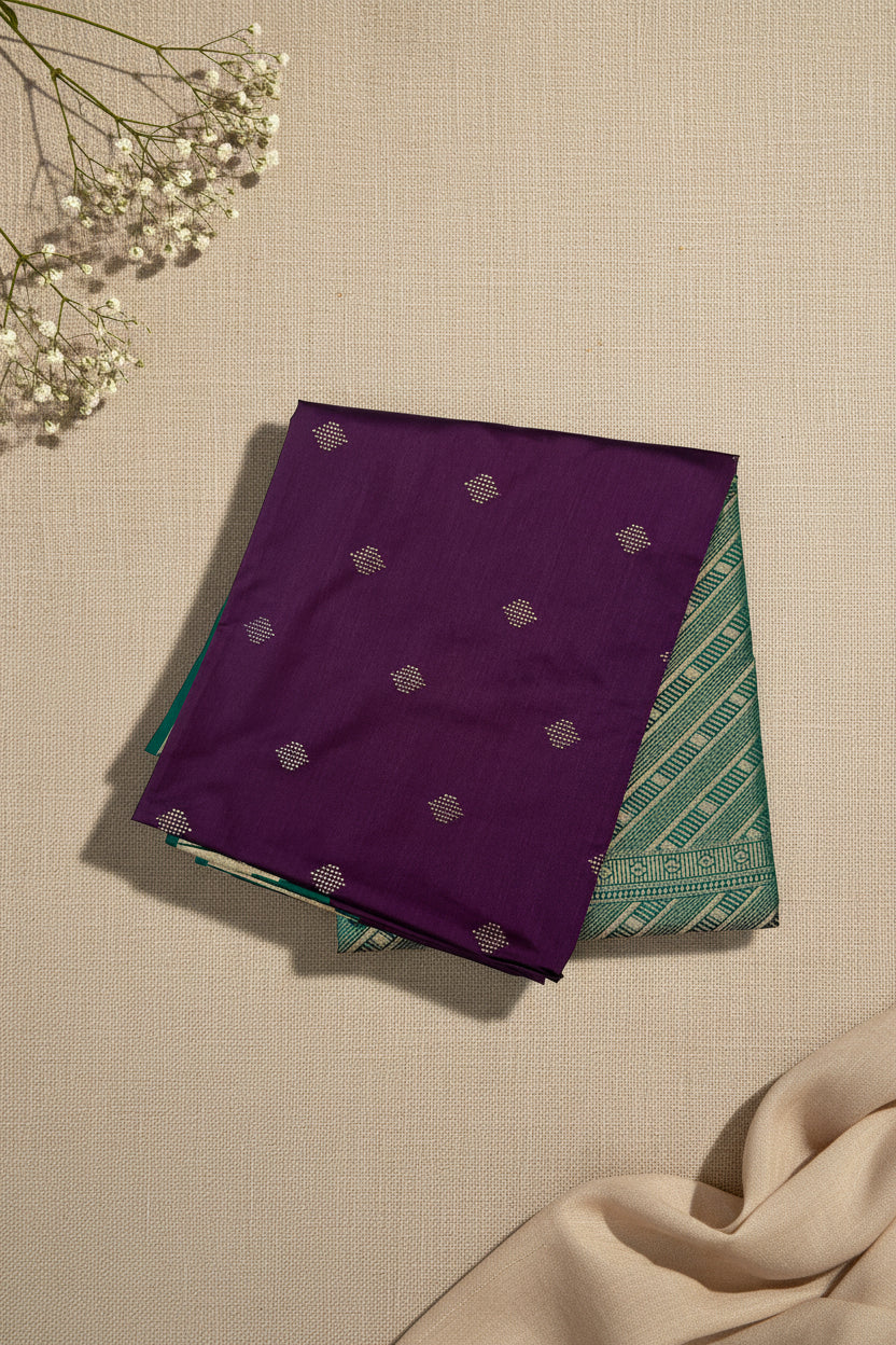 Plum Purple with Teal Green Soft Silk Elegance