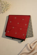 Maroon Green Silk Saree With Antique Gold Zari Diamond Buti