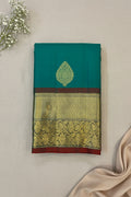 Emerald Silk Saree With Gold Zari Paisley Border For Weddings