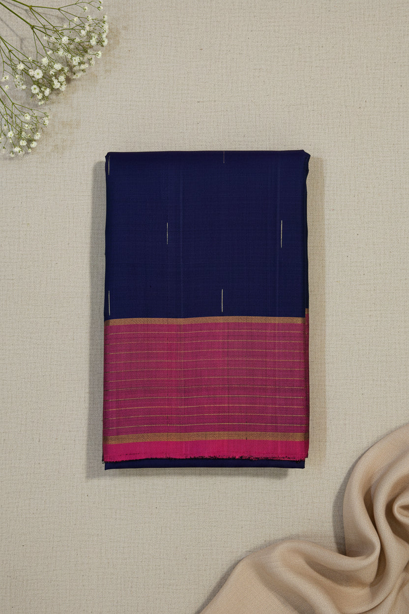 Deep Purple with Magenta Pink Pure Kanchipuram Silk Elegance