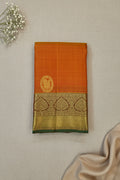 Vibrant Orange with Antique Copper Rust Pure Kanchipuram Silk Elegance