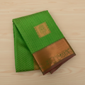 Emerald Green Silk Saree Rust Red Pallu Gold Zari