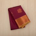 Teal Magenta Silk Saree Gold Buta Copper Zari Border Traditional