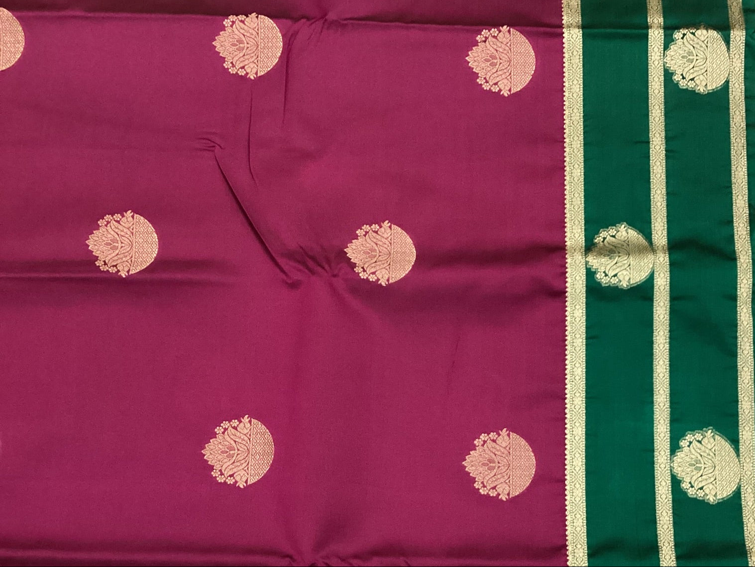 Magenta Teal Silk Saree Silver Zari Brocade Pallu Floral Buti