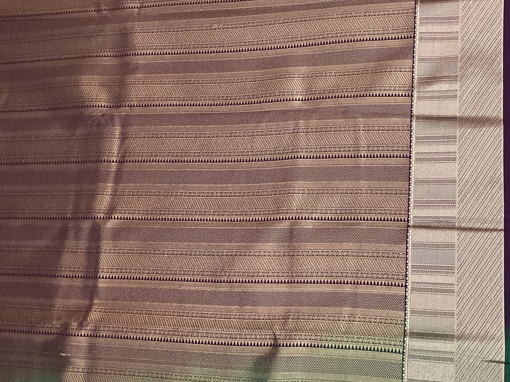 Teal Saree Silver Zari Striped Pallu Geometric Motifs Traditional Elegant