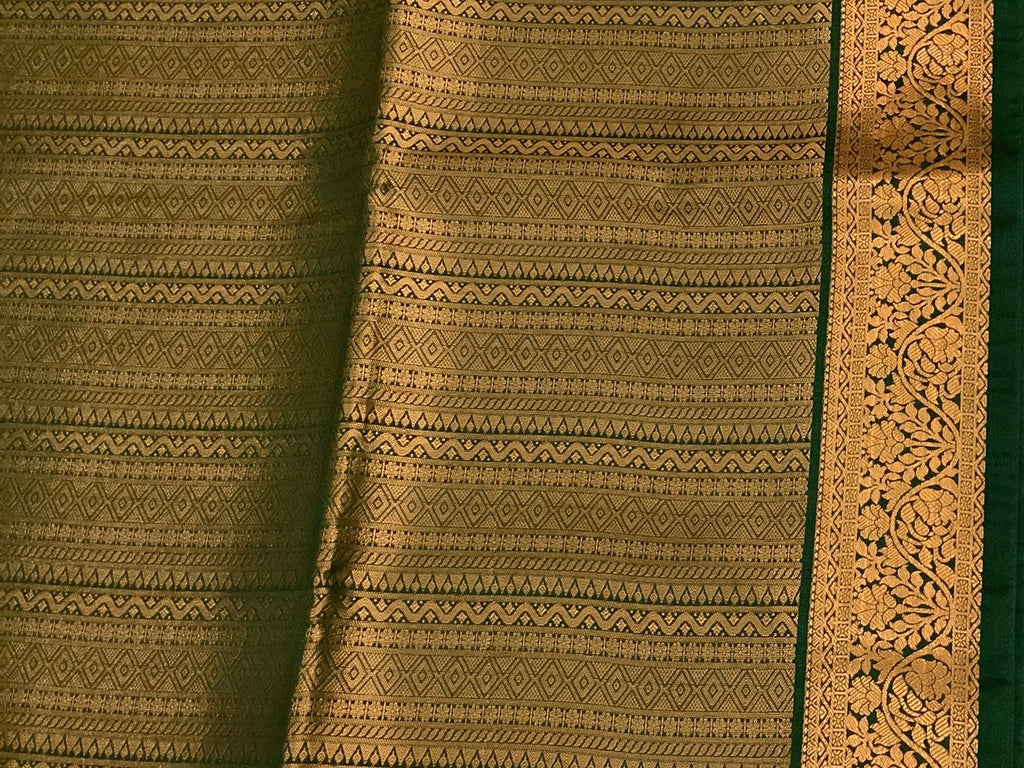 Maroon Teal Silk Saree Golden Zari Brocade Border Festive Wedding