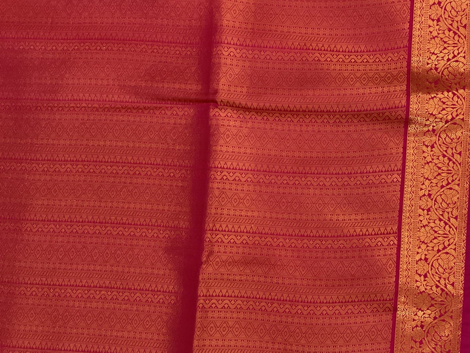 Aqua Green Silk Saree with Magenta Pallu and Gold Border