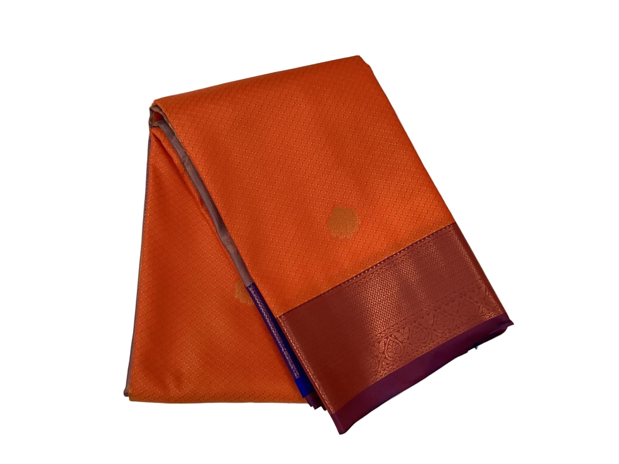 Burnt Orange Royal Purple Woven Zari Butta Saree Traditional Wear