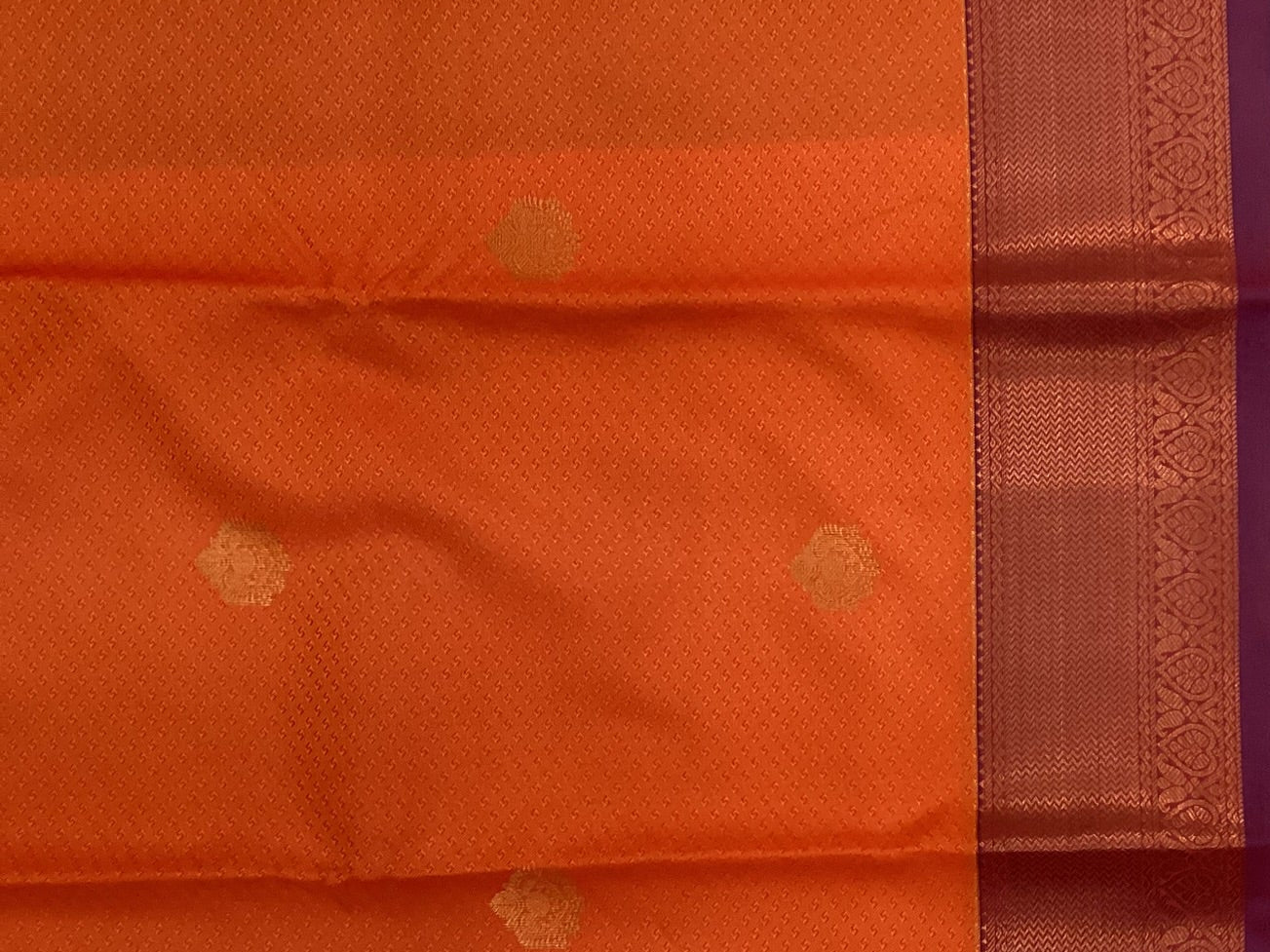 Burnt Orange Royal Purple Woven Zari Butta Saree Traditional Wear