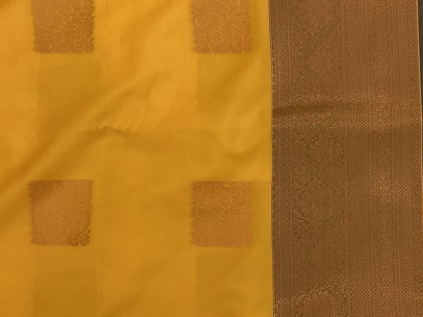 Mustard Yellow Silk Zari Saree with Plum Pallu and Border