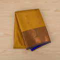 Royal Blue Mustard Silk Saree Rose Gold Zari Medallion Border