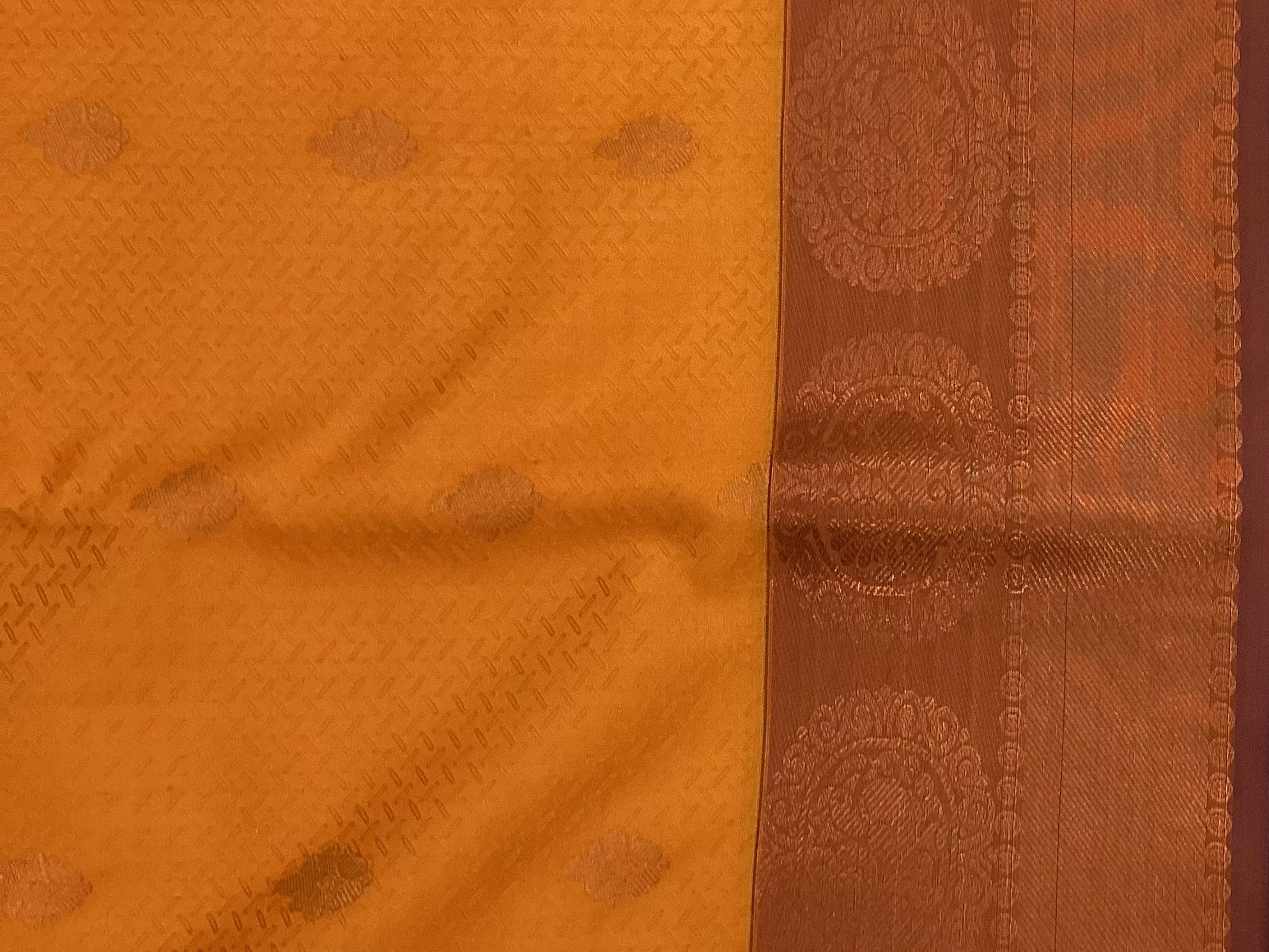 Tangerine Purple Saree Floral Medallion Antique Gold Zari Traditional Occasion