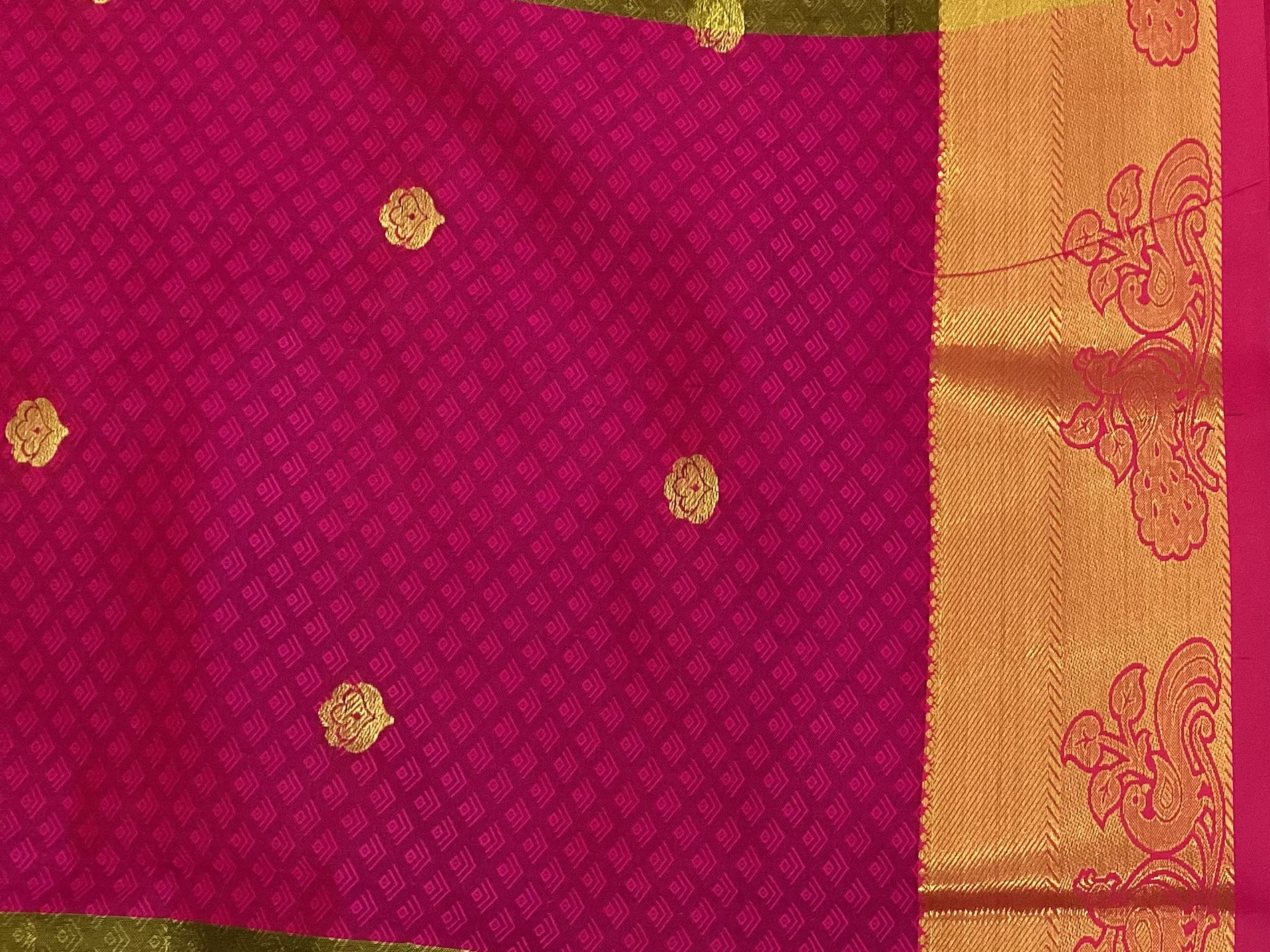 Royal Blue Magenta Silk Saree Gold Buttas Broad Zari Border