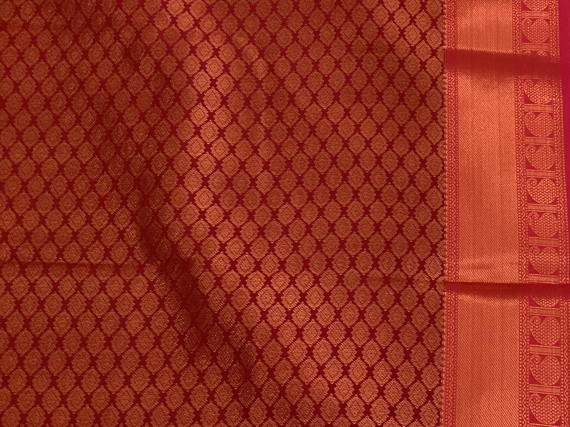 Peacock Teal Silk Saree Burnt Orange Zari Pallu Wide Border