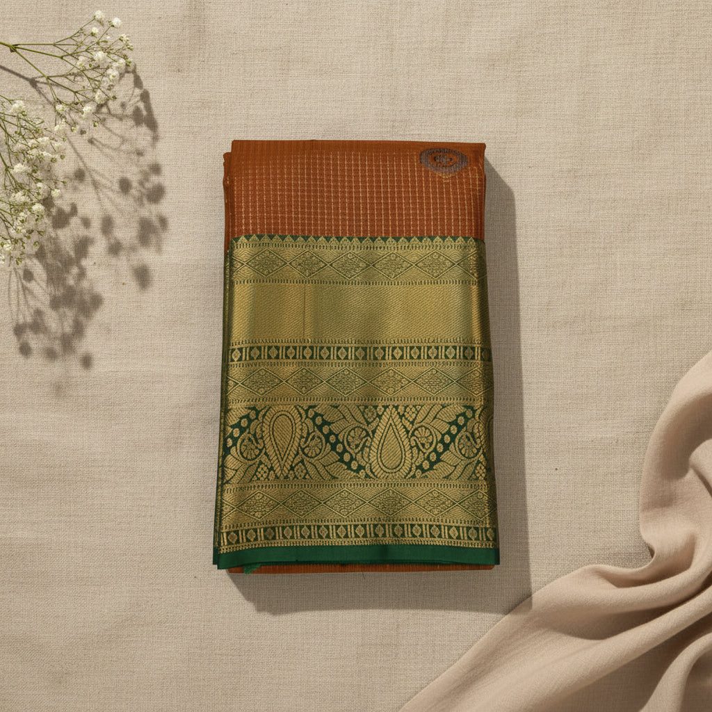 Copper Brown with Deep Green Border Elegance