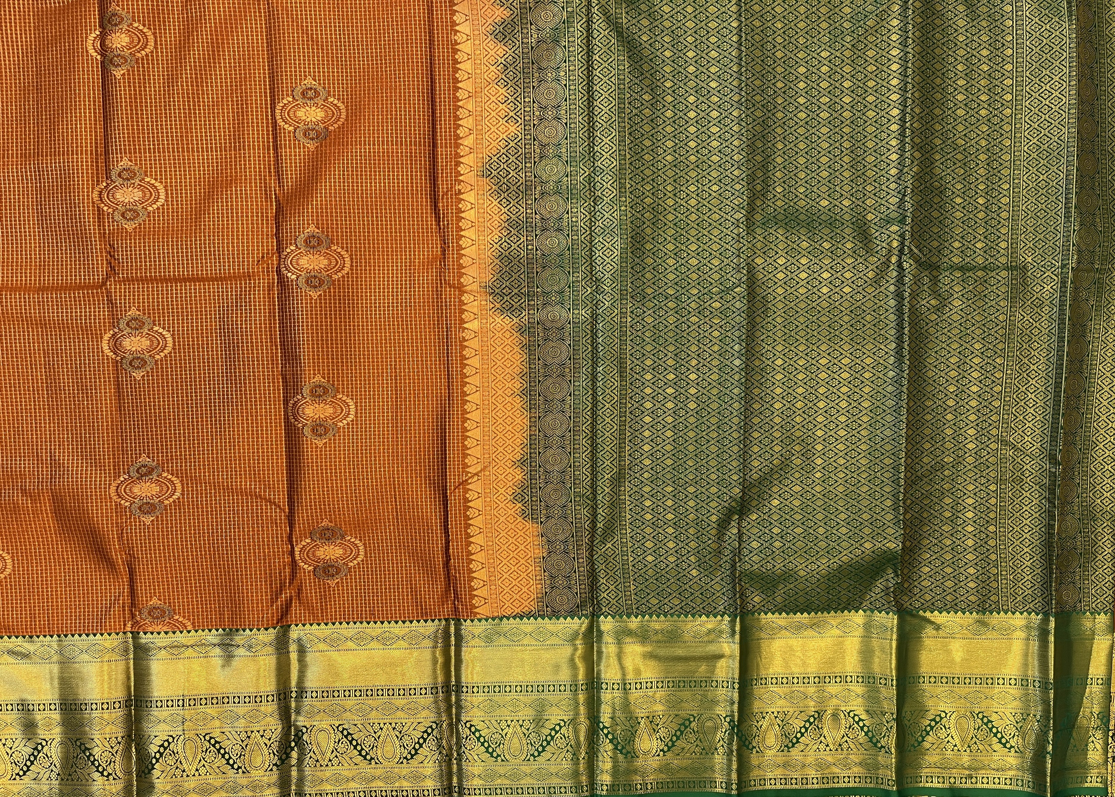Copper Brown with Deep Green Border Elegance