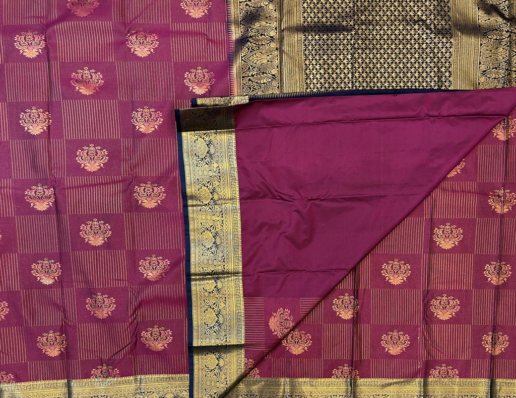 Wine Purple with Navy Blue Border Elegance