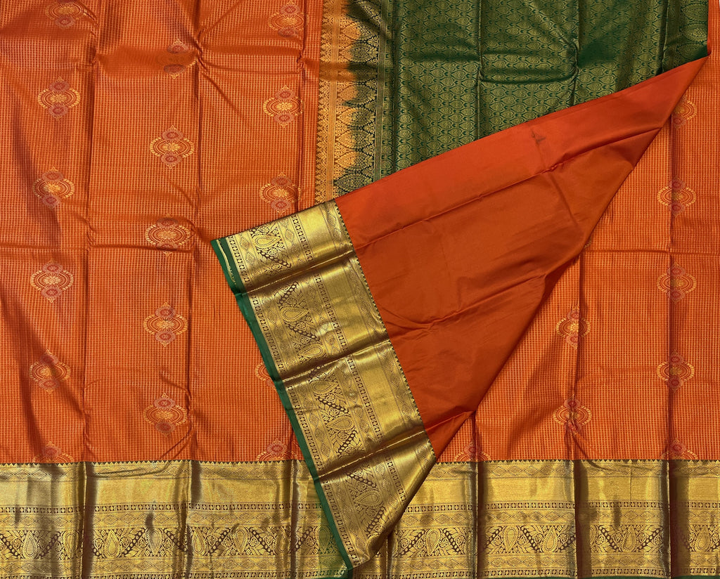 Mustard Orange with Deep Green Border Elegance