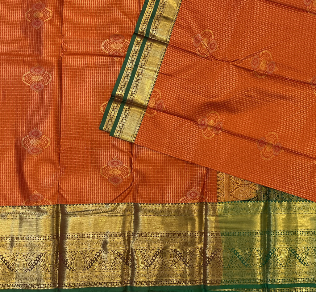 Mustard Orange with Deep Green Border Elegance