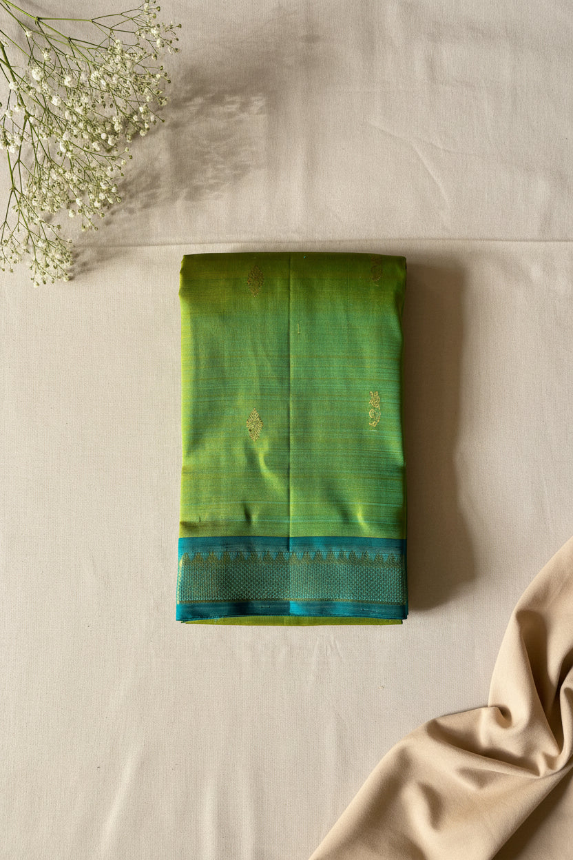 Parrot Green with Peacock Blue Contrast Elegance