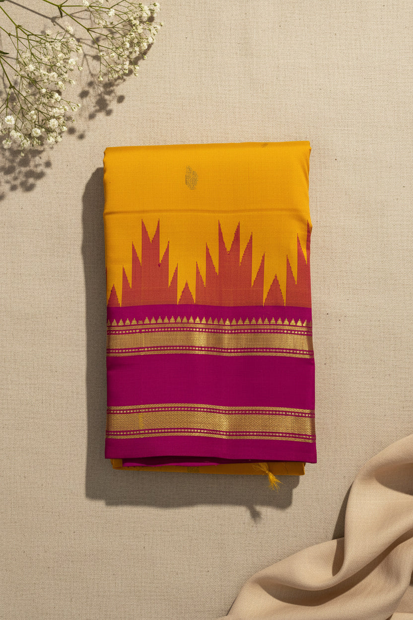 Mustard Yellow with Rani Pink Contrast Elegance
