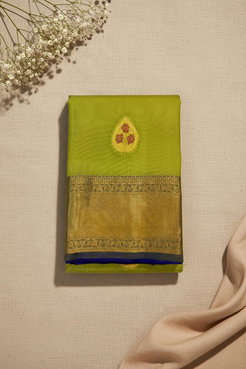 Parrot Green with Royal Blue Contrast Elegance