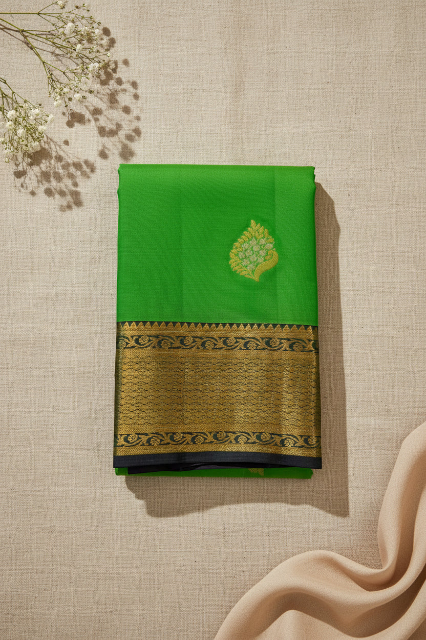 Parrot Green with Antique Gold Zari Elegance